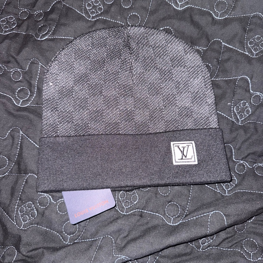 Louis Vuitton Charcoal Checkered Beanie